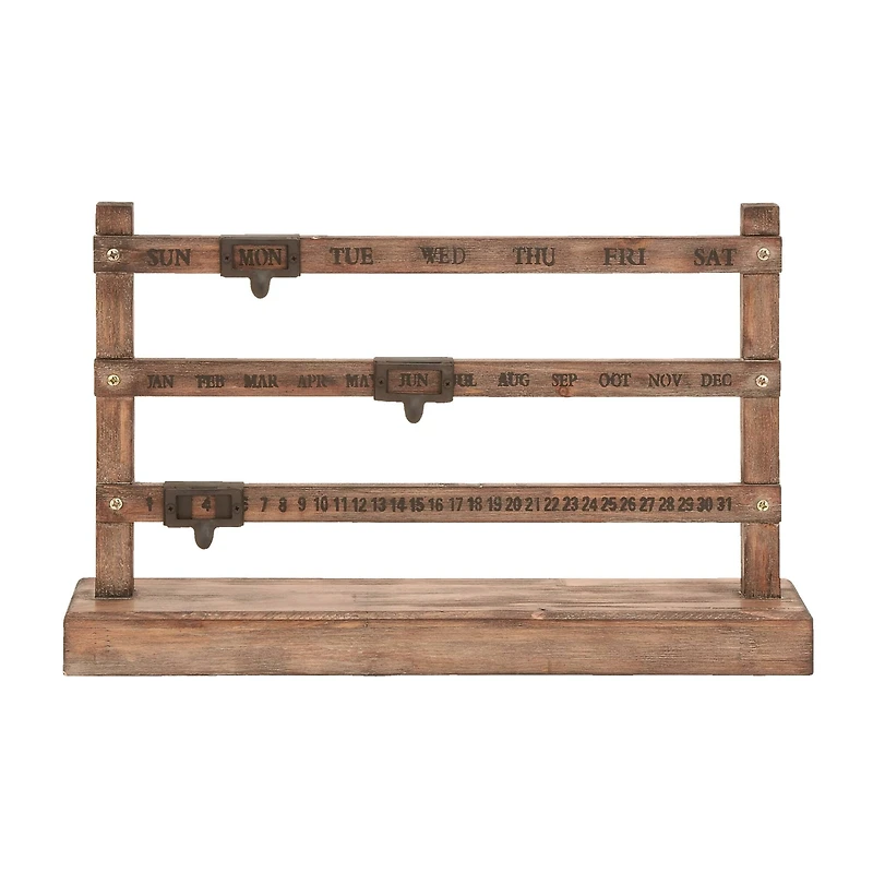 Brown Wood Farmhouse Wall Calendar, 14" x 22" x 4"
