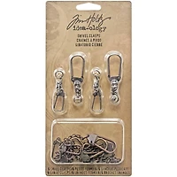 Idea-Ology Metal Swivel Clasp W/Chain 2.78" To 3.75" 12/Pkg-Antique Nickel, Brass & Copper