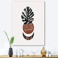 Designart - Abstact Minimal Sun, Moon & Tropical Palm Leaf II