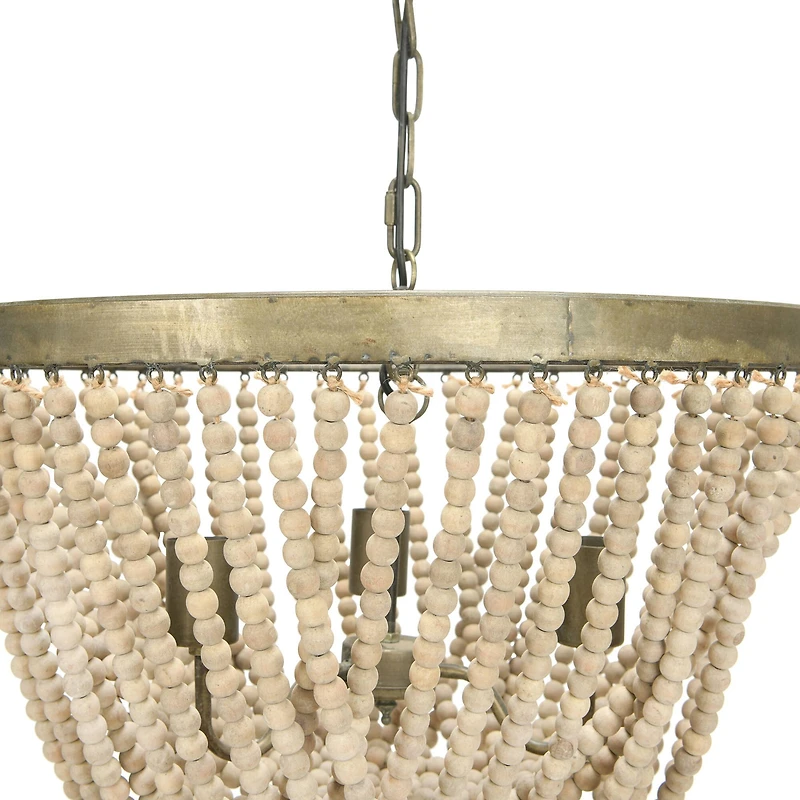 Hello Honey® White Metal Chandelier with Draped Wood Beads