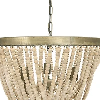 Hello Honey® White Metal Chandelier with Draped Wood Beads