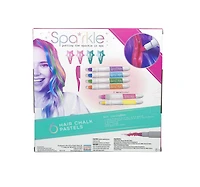 Bright Stripes Sparkle Spa Hair Chalk Pastels & Barrette Set
