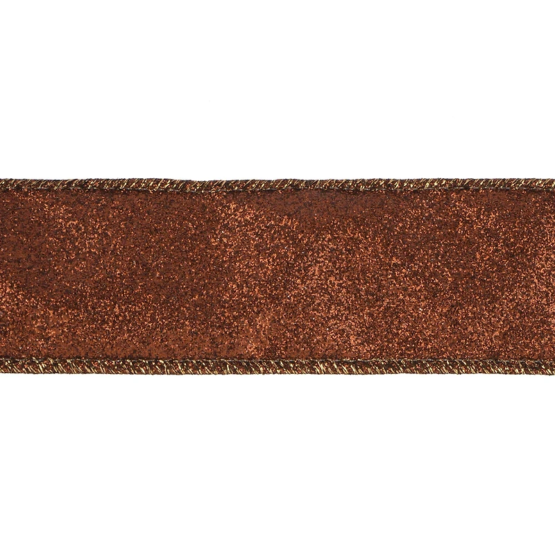 1.5" x 30ft. Brown Wired Glitter Ribbon by Celebrate It®