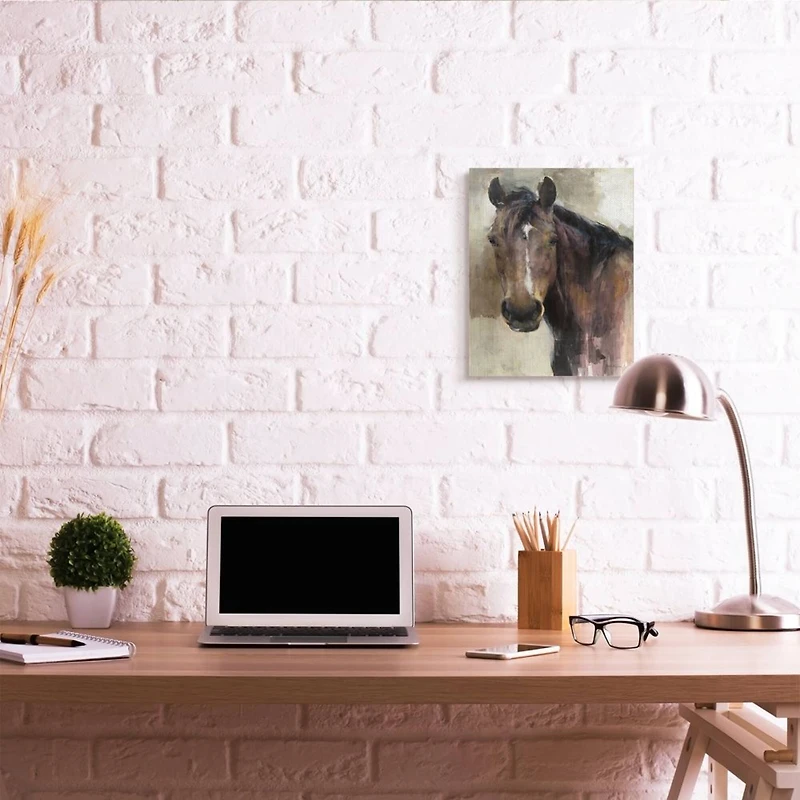 Stupell Industries Masculine Horse Portrait Western Brown Tan Stallion Painting Canvas Wall Art