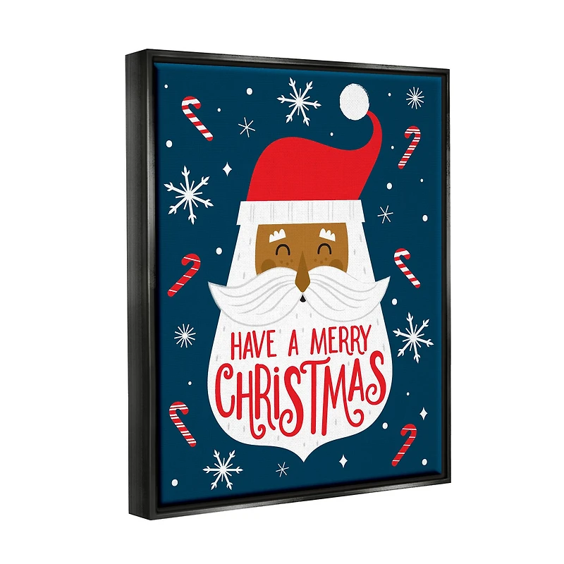 Stupell Industries Have Merry Christmas Patterned Santa Framed Floater Canvas Wall Art