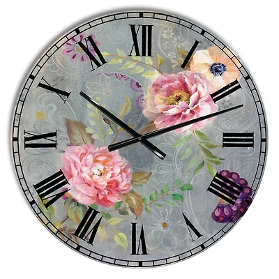 Designart 'Peonies And Paisley Cabin Wall Clock