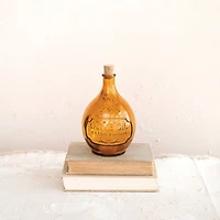 Hello Honey® 7" Amber Olive Oil Embossed Reclaimed Glass Bottle with Cork