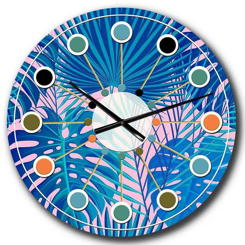 Designart 'Retro Floral Pattern V Mid-Century Modern Wall Clock