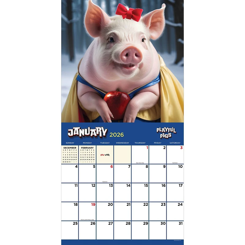 2026 Playful Pigs Wall Calendar