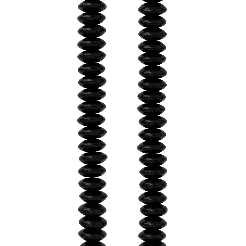 12 Pack: Black Rondelle Glass Beads, 10mm by Bead Landing™