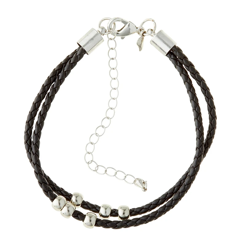12 Pack: Black Faux Leather Bracelet by Bead Landing™