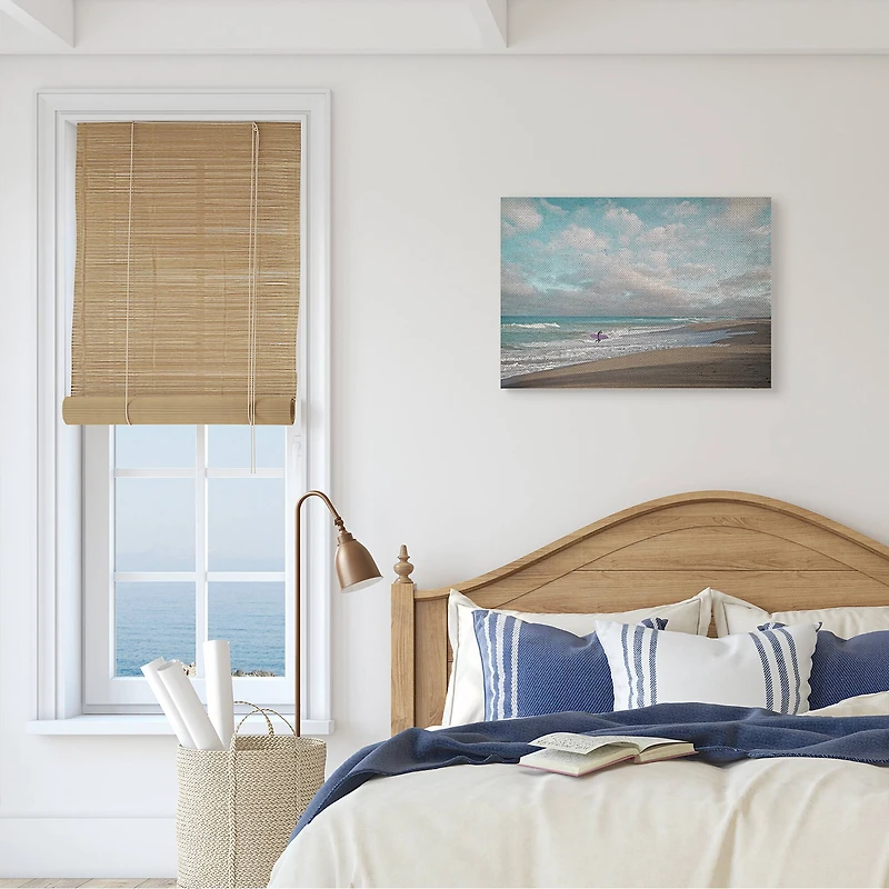 Stupell Industries Crashing Waves on Beach Surfer Purple Board Canvas Wall Art