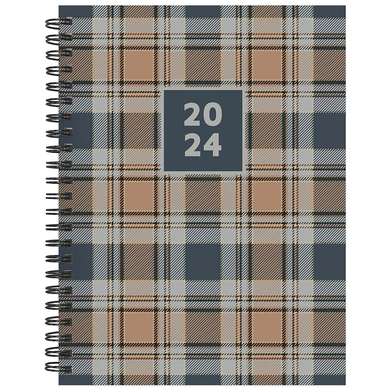 TF Publishing 2024 Neutral Plaid Medium Weekly Monthly Planner