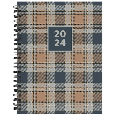 TF Publishing 2024 Neutral Plaid Medium Weekly Monthly Planner