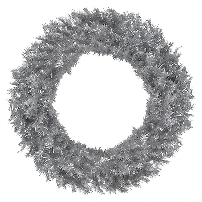 36" Silver Tinsel Christmas Wreath