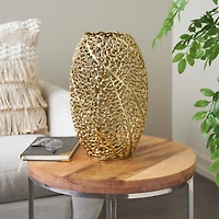 14.5" Gold Aluminum Abstract Metallic Coral Inspired Vase