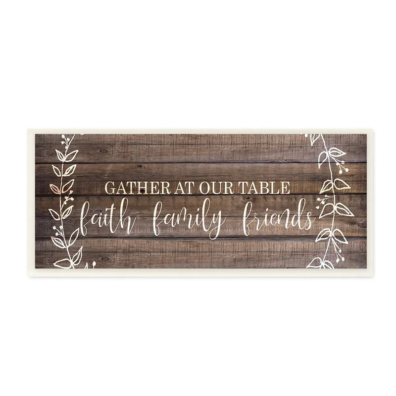 Stupell Industries Faith Family Friends Quote Wood Pattern Rustic Phrase Wood Wall Plaque