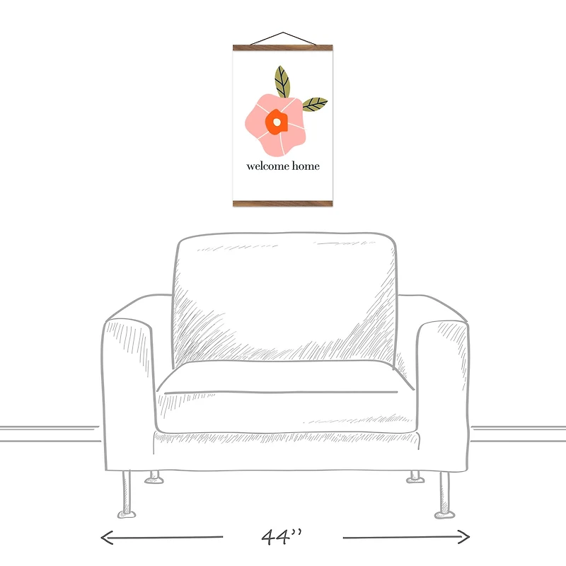 Welcome Home Floral 12" x 18" Teak Hanging Canvas