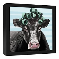 Blue Cow Rollers 12" x 12" Black Framed Canvas