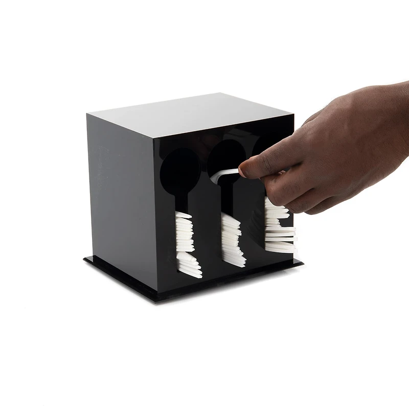 Mind Reader Black 3 Compartment Plastic Utensil Dispenser & Cutlery Organizer