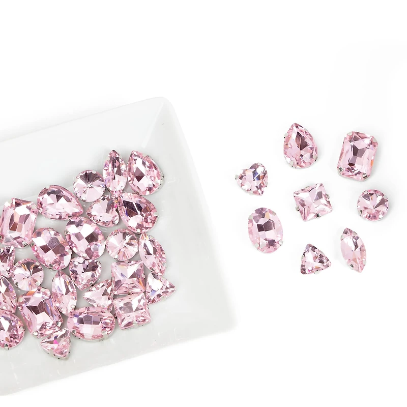 CousinDIY Silver Light Rose Glass Sew-On Rhinestones, 40ct.