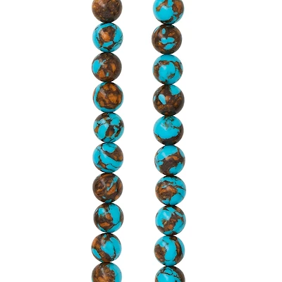 12 Pack: Turquoise Siderolite Round Beads, 8mm by Bead Landing™