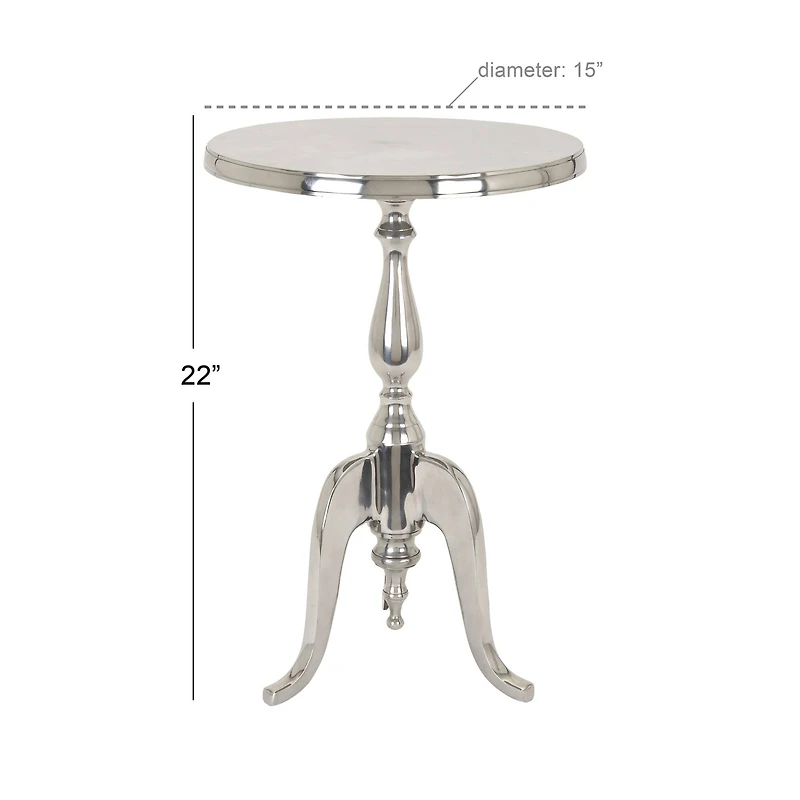 22'' Silver Aluminum Traditional Accent Table