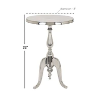 22'' Silver Aluminum Traditional Accent Table