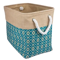 DII® 15" Teal Ikat Rectangle Burlap Bin