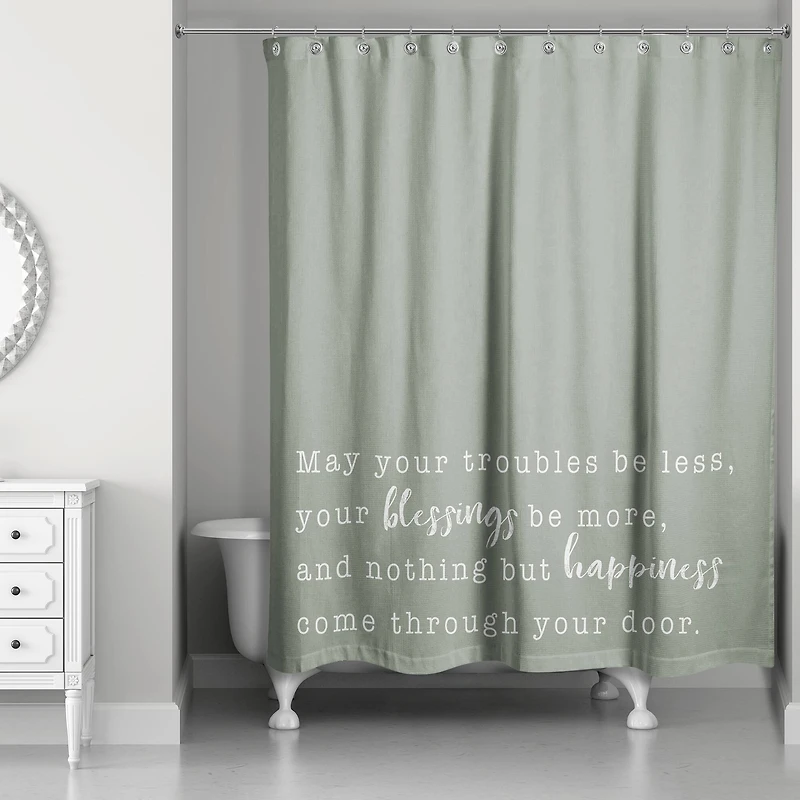 May Your Blessings Be More on Sage 71" x 74" Shower Curtain