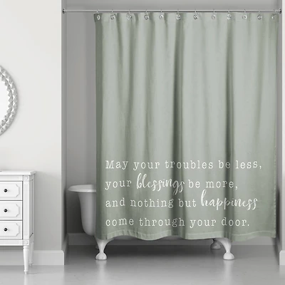 May Your Blessings Be More on Sage 71" x 74" Shower Curtain