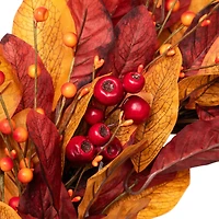 24" Berries with Leaves Artificial Fall Harvest Twig Wreath