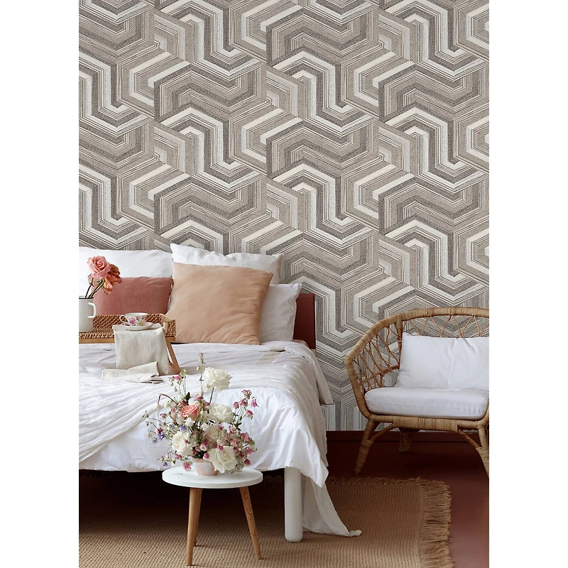 RoomMates Geo Puzzle Faux Grasscloth Peel & Stick Wallpaper