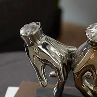 8" Silver Porcelain Hands Sculpture