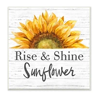 Stupell Industries Rise and Shine Sunflower Yellow Farm Floral Wood Wall Plaque