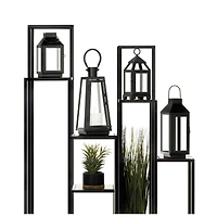 10" Black Iron & Glass Square Lantern