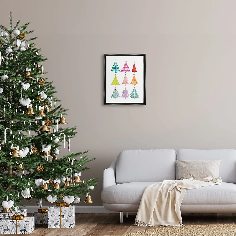 Stupell Industries Varied Fun Christmas Trees Framed Floater Canvas Wall Art