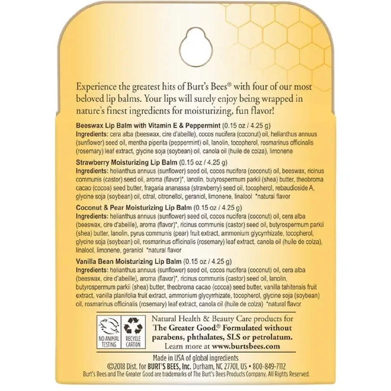 Burt's Bees® Best of Burt's Lip Balm, 4ct.