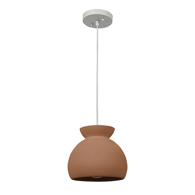 Hello Honey® Sienna Matte Terra Cotta Boho Ceramic Ceiling Light with White Fabric Cord