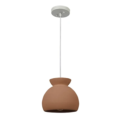 Hello Honey® Sienna Matte Terra Cotta Boho Ceramic Ceiling Light with White Fabric Cord