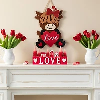 Glitzhome® 14" Valentine's Wooden Love House & Tree Table Décor