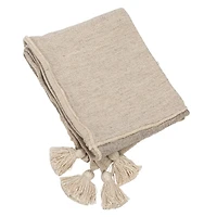 Hello Honey® Natural & Gray Patchwork Throw Blanket with Tassels