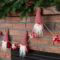 Glitzhome® 6ft. Red & White Fabric Christmas Gnome Garland, 2ct.
