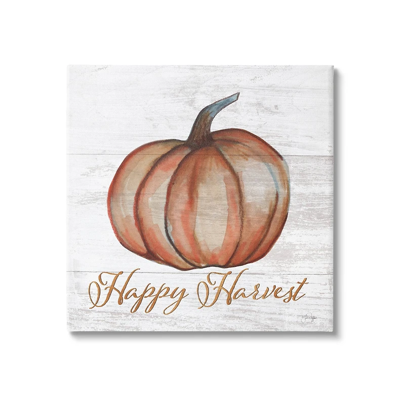 Stupell Industries Happy Harvest Pumpkin Country Rustic Canvas Wall Art
