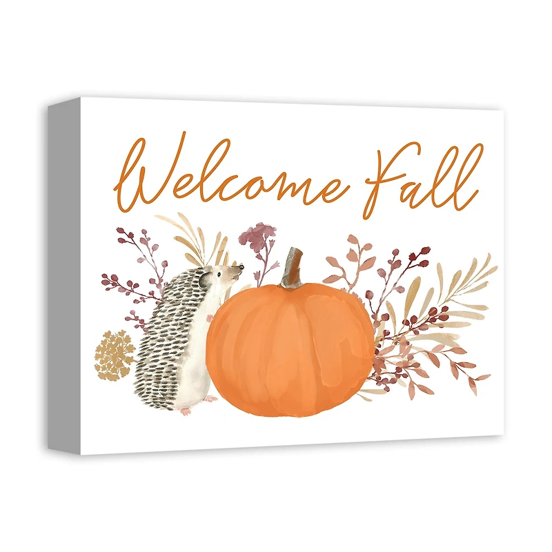 Welcome Fall Hedgehog Canvas Wall Art