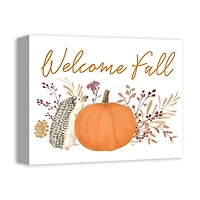 Welcome Fall Hedgehog Canvas Wall Art