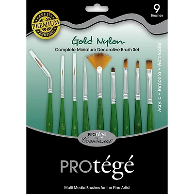 Protégé Gold Nylon Decorative 9 Piece Brush Set