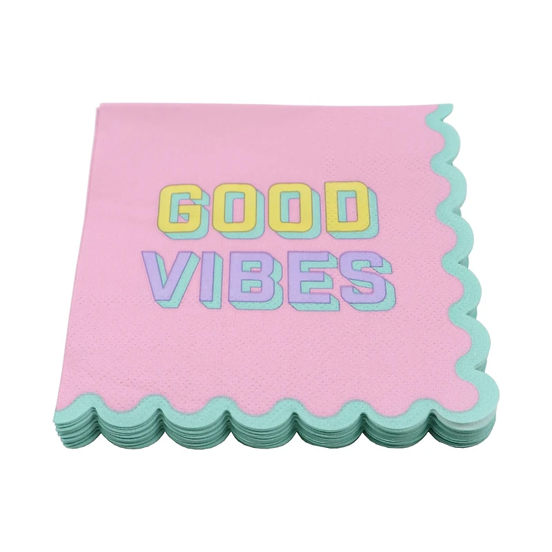 24 Packs: 20 ct. (480 total) Good Vibes Beverage Napkins by Celebrate It™
