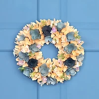 14" Wooden Spring Artificial Flowers Wreath