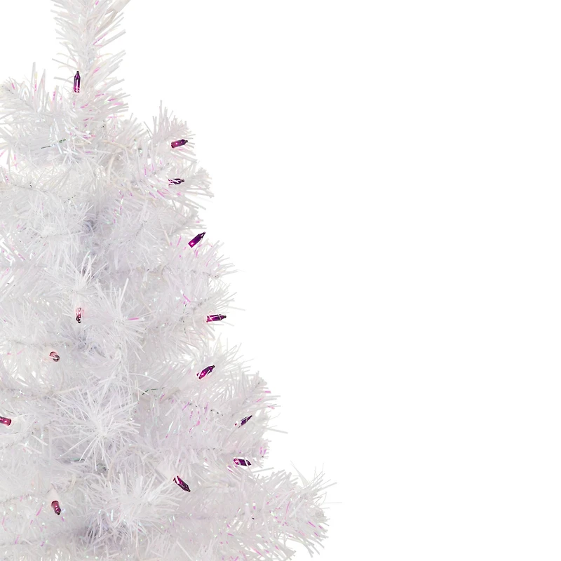 2ft. Pre-Lit White Rockport Pine Artificial Christmas Tree, Purple Lights